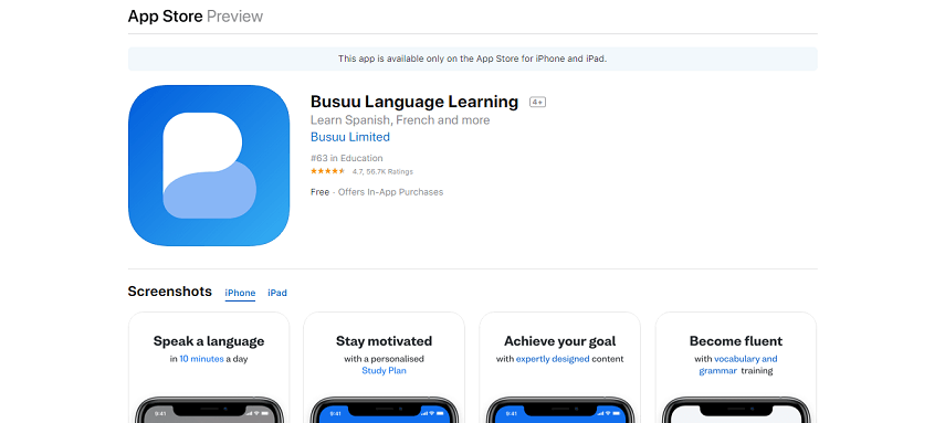 Busuu - 7 Aplikasi Belajar Bahasa Inggris beserta Kelebihan dan Kelemahannya