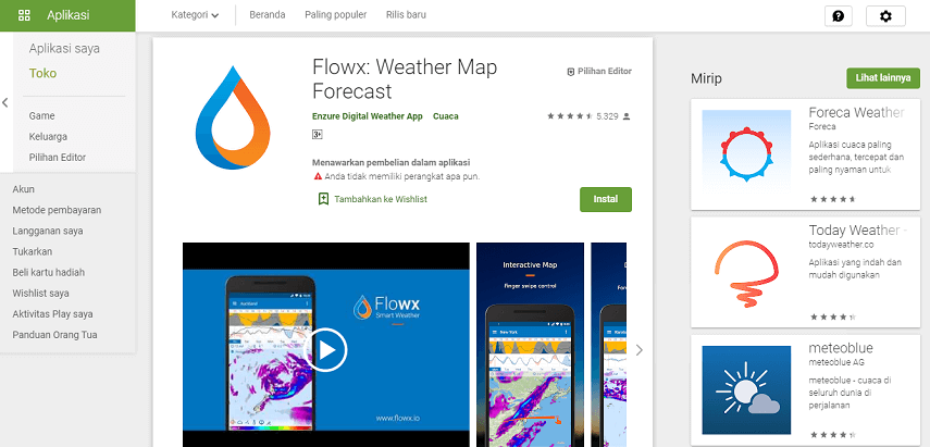 Flowx - 8 Aplikasi Ramalan Cuaca Terbaik Android dan iOS
