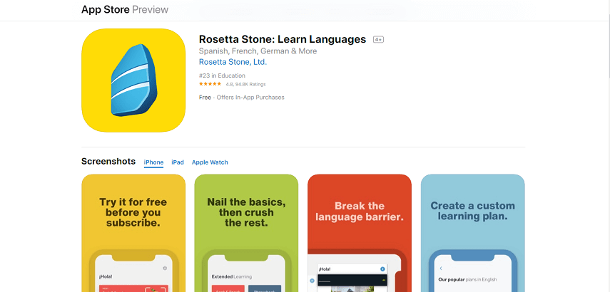 Rosetta Stone - 7 Aplikasi Belajar Bahasa Inggris beserta Kelebihan dan Kelemahannya