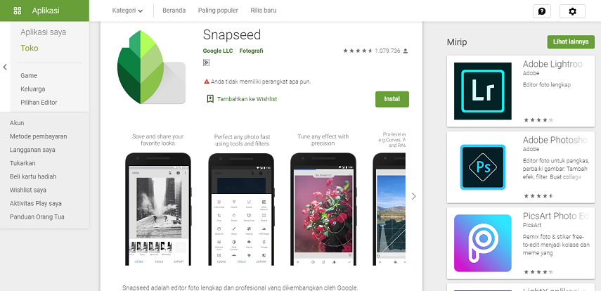Snapseed - Aplikasi Edit Foto Instagram Terbaik untuk Mempercantik Feed