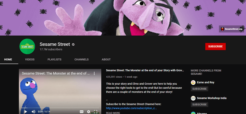 Sesame Street - 8 Channel YouTube Edukatif untuk Anak