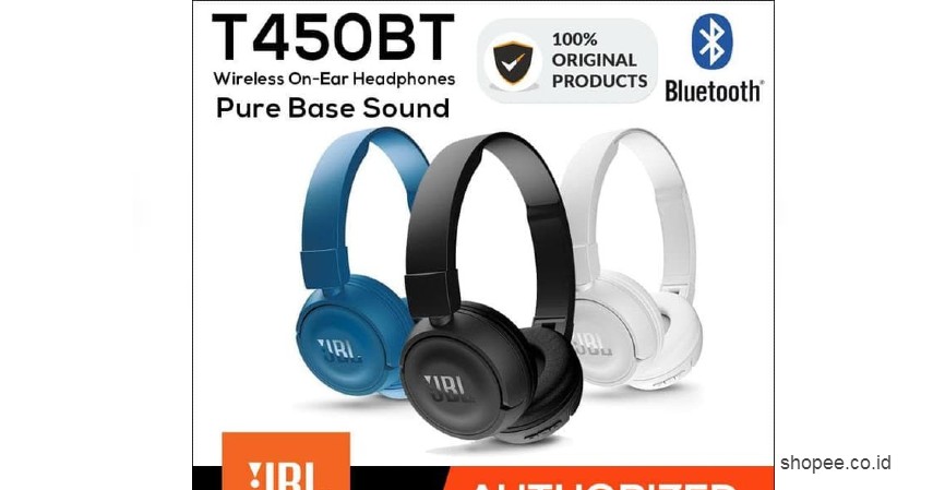 JBL Wireless On-Ear Headphone T450BT - 8 Merek Earphone Bluetooth Terbaik Sebagai Peneman Mobilitas