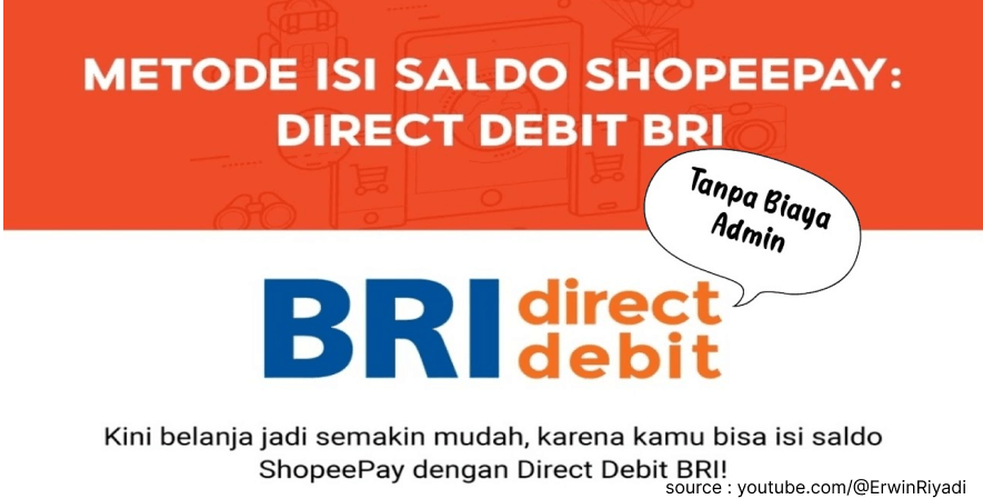 BRI Direct Debit - 9 Cara Top Up Saldo ShopeePay Mudah