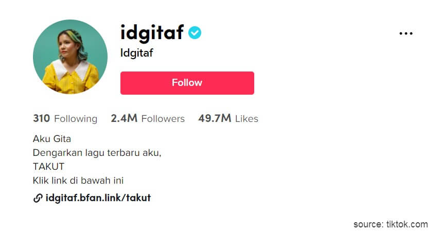 Brigita Meliala @idgitaf - 7 Influencer TikTok Terpopuler di Indonesia