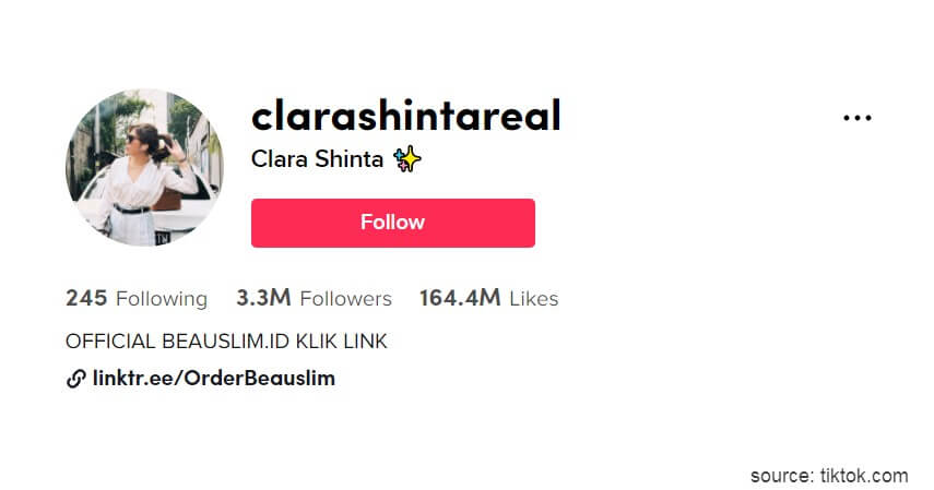 Clara Shinta @clarashintareal - 7 Influencer TikTok Terpopuler di Indonesia